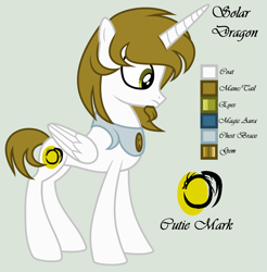 Size: 2431x2468 | Tagged: safe, artist:lominicinfinity, imported from derpibooru, oc, oc only, oc:solar dragon, alicorn, pony, male, reference sheet, simple background, solo, stallion
