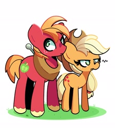 Size: 2000x2233 | Tagged: safe, artist:kindakismet, imported from derpibooru, applejack, big macintosh, earth pony, pony, applejack is not amused, applejack's hat, brother and sister, cowboy hat, female, freckles, hat, horse collar, male, mare, siblings, stallion, unamused, yoke