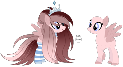 Size: 900x494 | Tagged: safe, artist:inspiredpixels, artist:tree-tokiomoon, imported from derpibooru, oc, oc only, oc:grace, oc:gracie, pegasus, pony, base used, base:selenaede, clothes, crown, diamond, jewelry, regalia, simple background, socks, solo, striped socks, transparent background