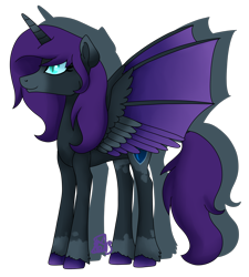 Size: 1762x1961 | Tagged: safe, artist:spokenmind93, imported from derpibooru, oc, oc:nyx, alicorn, pony, alicorn oc, bat wings, colored hooves, cutie mark, g5, g5 concept leak style, horn, hybrid wings, interpretation, simple background, transparent background, wings