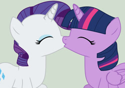 Size: 1280x895 | Tagged: safe, artist:jadeharmony, artist:jadethepegasus, imported from derpibooru, rarity, twilight sparkle, alicorn, pony, unicorn, duo, eyes closed, female, kiss on the lips, kissing, lesbian, rarilight, shipping, simple background, twilight sparkle (alicorn)