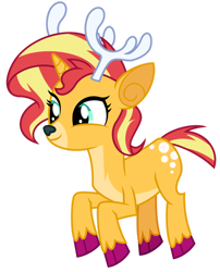 Size: 1024x1268 | Tagged: safe, artist:emeraldblast63, idw, imported from derpibooru, sunset shimmer, deer, reindeer, cute, reindeerified, shimmerbetes, simple background, solo, species swap, transparent background