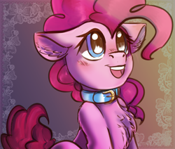 Size: 2545x2160 | Tagged: safe, artist:brainiac, imported from derpibooru, pinkie pie, earth pony, pony, chest fluff, collar, colored sketch, female, mare, pet play, puppy pie, solo