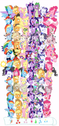 Size: 4579x9800 | Tagged: safe, alternate version, artist:chub-wub, imported from derpibooru, applejack, fili-second, fluttershy, humdrum, li'l cheese, masked matter-horn, mistress marevelous, pinkie pie, radiance, rainbow dash, rarity, saddle rager, spike, twilight sparkle, zapp, alicorn, crystal pony, dragon, earth pony, pegasus, pony, seapony (g4), unicorn, magical mystery cure, my little pony: the movie, power ponies (episode), princess twilight sparkle (episode), the best night ever, the crystal empire, the cutie map, the cutie re-mark, the last problem, the return of harmony, twilight's kingdom, absurd resolution, alternate hairstyle, alternate timeline, apocalypse dash, applecalypsejack, applejack's hat, baby, baby spike, bandana, big crown thingy, captain twilight, chrysalis resistance timeline, clothes, comic book, commonity, cowboy hat, crystal war timeline, crystallized, dashstorm, discorded, dress, element of generosity, element of honesty, element of kindness, element of laughter, element of loyalty, element of magic, elements of harmony, equal cutie mark, equalized, eyes closed, eyeshadow, female, filly, filly applejack, filly fluttershy, filly pinkie pie, filly rainbow dash, filly rarity, filly twilight sparkle, freckles, gala dress, grin, hat, jacket, jackletree, jewelry, makeup, male, mane seven, mane six, mare, mask, multeity, night maid rarity, nightmare takeover timeline, older, older applejack, older fluttershy, older mane seven, older mane six, older pinkie pie, older rainbow dash, older rarity, older spike, older twilight, open mouth, pinkamena diane pie, pirate, pirate applejack, pirate hat, pirate rainbow dash, pirate rarity, power ponies, rainbow power, raised hoof, regalia, sad, seaponified, seapony pinkie pie, shirt, simple background, smiling, so much flutter, sparkle sparkle sparkle, species swap, timeline, too much pink energy is dangerous, tribal pie, tribalshy, twilight sparkle (alicorn), unicorn twilight, vine, wall of tags, wet, wet mane, white background, younger