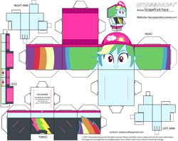 Size: 2979x2354 | Tagged: safe, artist:grapefruitface1, imported from derpibooru, rainbow dash, equestria girls, clothes, craft, cubeecraft, hat, papercraft, printable, sandals, solo, swimsuit