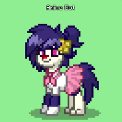 Size: 496x496 | Tagged: safe, imported from derpibooru, pony, pony town, animaniacs, animaniacs (2020), dot warner, female, green background, pixelated, simple background, solo