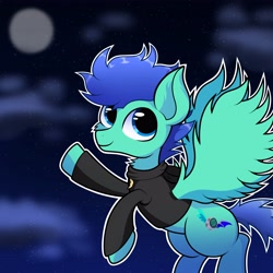 Size: 4096x4096 | Tagged: safe, artist:dusky, imported from derpibooru, oc, oc:azelfu, pegasus, moon, night, pegasus oc, sky, wings