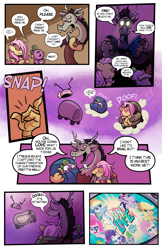 Size: 1242x1920 | Tagged: safe, artist:kamy2425, artist:kamydrawstuffs, imported from derpibooru, discord, fluttershy, spike, draconequus, dragon, pegasus, pony, my little pony: pony life, comic, fluttershy's cottage, g4.5, speech bubble