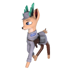 Size: 512x512 | Tagged: safe, artist:snecy, imported from derpibooru, deer, equestria at war mod, 3d, animated, army, clothes, military uniform, simple background, solo, transparent background, uniform, war