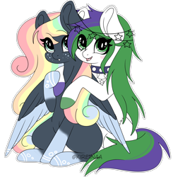 Size: 6690x6838 | Tagged: safe, artist:kireiinaa, imported from derpibooru, oc, oc only, oc:natsumi, earth pony, pegasus, pony, absurd resolution, earth pony oc, female, looking at you, mare, pegasus oc, simple background, sitting, transparent background, wings