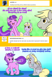 Size: 750x1096 | Tagged: safe, artist:scorpiogustavo, imported from derpibooru, amethyst star, derpy hooves, dinky hooves, sparkler, pony, unicorn, lovestruck derpy, female, filly, mare