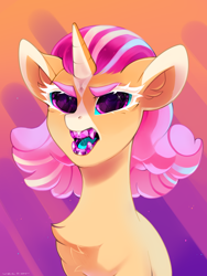 Size: 1500x2000 | Tagged: safe, artist:zlatavector, imported from derpibooru, oc, oc only, pony, unicorn, angry, art trade, female, fluffy, hair, halfbody, mare, solo, trade