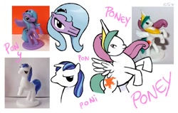 Size: 800x509 | Tagged: artist needed, source needed, safe, imported from derpibooru, princess celestia, princess luna, shining armor, alicorn, pony, bust, female, jewelry, male, mare, peytral, photo, rearing, s1 luna, stallion, tiara, toy