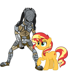 Size: 2521x2610 | Tagged: safe, artist:gmaplay, imported from derpibooru, sunset shimmer, pony, unicorn, wolf, yautja, alien (franchise), predator, predator (franchise), simple background, transparent background, wolf predator