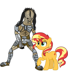 Size: 2521x2610 | Tagged: safe, artist:gmaplay, imported from derpibooru, sunset shimmer, pony, unicorn, wolf, yautja, alien (franchise), predator, predator (franchise), predator wolf, simple background, transparent background