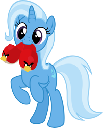 Size: 3069x3789 | Tagged: safe, artist:sollace, editor:grapefruitface, imported from derpibooru, vector edit, trixie, pony, unicorn, to where and back again, angry birds, bipedal, clothes, cute, diatrixes, edited vector, female, happy, mare, mouth hold, red bird, show accurate, simple background, slippers, solo, sweet dreams fuel, to saddlebags and back again, transparent background