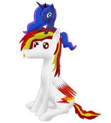 Size: 639x703 | Tagged: safe, artist:fiery_lightning, artist:flammerfime, imported from derpibooru, princess luna, oc, oc:fiery lightning, pegasus, pony, derpibooru community collaboration, 2021 community collab, collaboration, luna plushie, plushie, png, simple background, transparent background