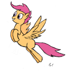 Size: 630x655 | Tagged: safe, artist:lazymort, imported from derpibooru, scootaloo, pegasus, pony, flying, scootaloo can fly, simple background, solo, white background