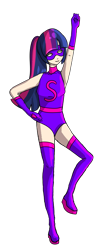 Size: 605x1476 | Tagged: safe, artist:kitkhat, imported from derpibooru, sci-twi, twilight sparkle, human, boots, female, humanized, magic gaia, sci-titan, shoes, simple background, solo, superhero, thigh boots, transparent background