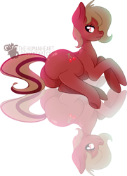 Size: 760x1051 | Tagged: safe, artist:aureamachina, imported from derpibooru, oc, oc only, oc:cherry spirit, earth pony, pony, butt, cutie mark, earth pony oc, female, large butt, looking back, mare, obtrusive watermark, plot, reflection, signature, simple background, solo, spankable plot, the ass was fat, transparent background, watermark