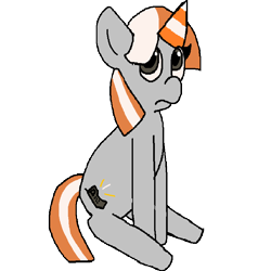 Size: 800x800 | Tagged: artist needed, safe, imported from derpibooru, oc, oc only, oc:cone pone, pony, derpibooru community collaboration, 2021 community collab, female, looking at you, mare, ms paint, simple background, sitting, solo, traffic cone, transparent background