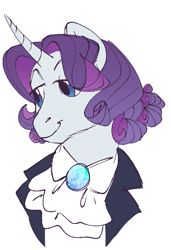 Size: 511x746 | Tagged: safe, artist:pigeorgien, imported from derpibooru, rarity, pony, unicorn, bust, clothes, female, mare, portrait, short hair, solo