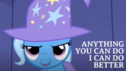 Size: 1920x1080 | Tagged: safe, edit, edited screencap, editor:quoterific, imported from derpibooru, screencap, trixie, pony, boast busters, solo