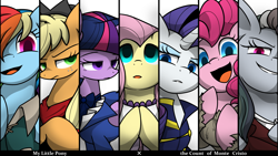 Size: 3843x2160 | Tagged: safe, alternate version, artist:geraritydevillefort, imported from derpibooru, applejack, fluttershy, pinkie pie, rainbow dash, rarity, twilight sparkle, the count of monte rainbow, abbé faria, danglajacks, danglars, edmond dantes, high res, mane six, mercedes, mondego, monsparkle, pinkie faria, rainbow dantes, rarifort, shycedes, the count of monte cristo, villefort