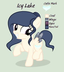 Size: 942x1054 | Tagged: safe, artist:lominicinfinity, imported from derpibooru, oc, oc only, oc:icy lake, pegasus, pony, female, filly, reference sheet, simple background, solo
