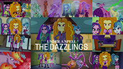 Size: 1970x1109 | Tagged: safe, edit, edited screencap, editor:quoterific, imported from derpibooru, screencap, adagio dazzle, aria blaze, sonata dusk, siren, equestria girls, equestria girls series, find the magic, rainbow rocks, shadow play, sunset's backstage pass!, spoiler:eqg series (season 2), the dazzlings