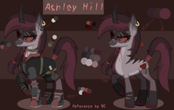 Size: 4096x2590 | Tagged: safe, artist:besomb1tch, imported from derpibooru, oc, pony, unicorn, fallout equestria, braid, design, ear piercing, earring, eye scar, foe, jewelry, piercing, reference, reference sheet, scar