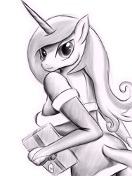 Size: 1800x2400 | Tagged: safe, artist:tunrae, imported from derpibooru, fleur-de-lis, anthro, unicorn, christmas, clothes, detached sleeves, dress, female, holiday, looking at you, looking back, present, simple background, sketch, transparent background