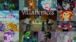 Size: 1966x1107 | Tagged: safe, edit, edited screencap, editor:quoterific, imported from derpibooru, screencap, adagio dazzle, aria blaze, cozy glow, dumbbell, fluttershy, grogar, hoops, king sombra, lord tirek, queen chrysalis, rainbow dash, sonata dusk, starlight glimmer, storm king, sunset shimmer, tempest shadow, twilight sparkle, equestria girls, equestria girls (movie), frenemies (episode), my little pony: the movie, rainbow rocks, school raze, the beginning of the end, the cutie map, the cutie re-mark, antagonist, cozy glow is best facemaker, faic, female, filly, filly fluttershy, filly rainbow dash, legion of doom, ragelight glimmer, the dazzlings, younger