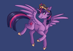 Size: 3000x2100 | Tagged: safe, artist:flaming-trash-can, imported from derpibooru, twilight sparkle, alicorn, pony, big crown thingy, blue background, element of magic, jewelry, regalia, simple background, solo, twilight sparkle (alicorn)