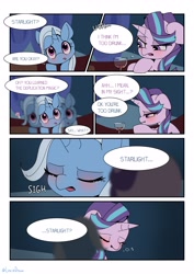 Size: 2892x4096 | Tagged: safe, artist:lexiedraw, imported from derpibooru, starlight glimmer, trixie, pony, unicorn, alcohol, comic, dialogue, drink, drunk, female, lesbian, shipping, startrix