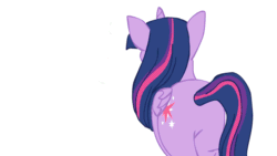 Size: 1280x720 | Tagged: artist needed, safe, twilight sparkle, alicorn, pony, angry, animated, female, frame by frame, gif, horn, looking at you, looking back, looking back at you, mare, simple background, solo, spread wings, swaying hips, twilight sparkle (alicorn), walking, white background, wings