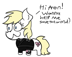Size: 592x463 | Tagged: safe, imported from ponybooru, oc, oc:aryanne, pony, armband, clothes, dialogue, implied anon, nazi, nazi armband, nazi uniform, uniform