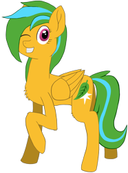 Size: 2585x3467 | Tagged: safe, artist:hopesome-way, derpibooru exclusive, imported from derpibooru, oc, oc only, oc:gleaming copse, pegasus, pony, derpibooru community collaboration, 2021 community collab, female, mare, one eye closed, simple background, transparent background