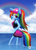 Size: 1000x1407 | Tagged: safe, artist:howxu, imported from derpibooru, rainbow dash, anthro, ass, breasts, butt, clothes, cloud, cute, equestria girls outfit, female, looking at you, ocean, rainbow, rainbutt dash, sexy, solo, standing in water, stupid sexy rainbow dash, swimsuit, water