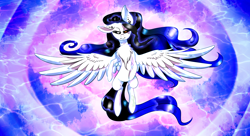 Size: 2200x1200 | Tagged: safe, artist:minelvi, imported from derpibooru, oc, oc only, pegasus, pony, abstract background, chest fluff, ear piercing, earring, eyelashes, heterochromia, jewelry, pegasus oc, piercing, solo, spread wings, wings