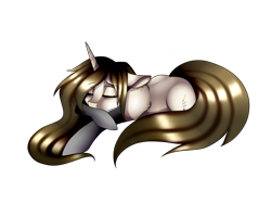 Size: 1600x1200 | Tagged: safe, artist:minelvi, imported from derpibooru, oc, oc only, pony, unicorn, clothes, eyelashes, eyes closed, horn, lying down, prone, simple background, sleeping, socks, solo, transparent background, unicorn oc