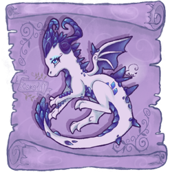Size: 1000x1000 | Tagged: safe, alternate version, artist:kokolat_spark, imported from derpibooru, rarity, dragon, dragonified, female, horns, raridragon, simple background, solo, species swap, transparent background, wings