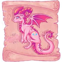 Size: 1000x1000 | Tagged: safe, alternate version, artist:kokolat_spark, imported from derpibooru, pinkie pie, dragon, dragonified, female, horns, pinkiedragon, simple background, solo, species swap, transparent background, wings