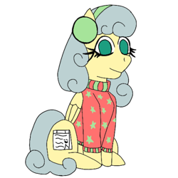 Size: 800x800 | Tagged: safe, artist:mintymelody, imported from derpibooru, oc, oc only, oc:rainbow ribbon, earth pony, pony, derpibooru community collaboration, 2021 community collab, clothes, simple background, solo, sweater, transparent background