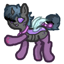 Size: 267x267 | Tagged: safe, artist:deathocty, imported from derpibooru, oc, oc only, changeling, bow, clothes, cute, female, purple changeling, socks, solo, stockings, thigh highs