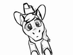 Size: 560x420 | Tagged: safe, artist:zafuyu, imported from derpibooru, big macintosh, braeburn, soarin', earth pony, pegasus, pony, animated, black and white, clothes, eyebrow wiggle, goggles, grayscale, looking at you, mane flip, monochrome, nodding, one eye closed, simple background, smiling at you, uniform, white background, wink, wonderbolts uniform