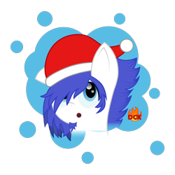 Size: 1920x1920 | Tagged: safe, artist:ragedox, imported from derpibooru, oc, oc:isaac pony, earth pony, pony, blue eyes, blue mane, bust, christmas, cute, hat, head, holiday, male, santa hat, simple background, transparent background, vector