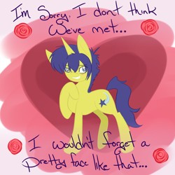 Size: 1000x1000 | Tagged: safe, artist:kaggy009, imported from derpibooru, comet tail, pony, blushing, solo