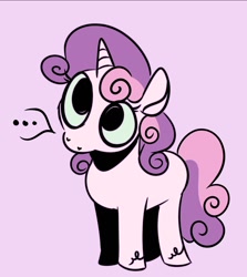 Size: 1093x1224 | Tagged: safe, artist:woollily, imported from derpibooru, sweetie belle, pony, unicorn, ..., cute, diasweetes, female, filly, simple background, solo