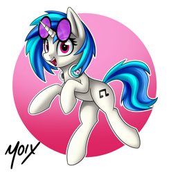 Size: 3000x3000 | Tagged: safe, artist:supermoix, imported from derpibooru, dj pon-3, vinyl scratch, pony, unicorn, abstract background, blue hair, happy, headphones, jumping, smiling, solo